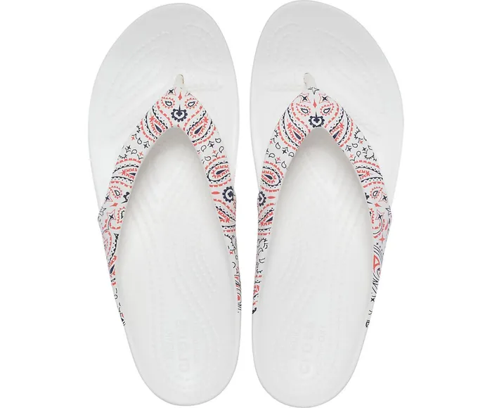 Women Kadee II Americana Paisley Flip White Multi Crocs FlipFlops