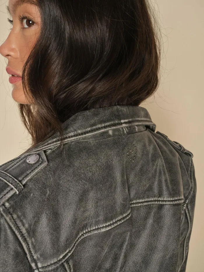 Women Leather MOS MOSH MMCelia Biker Leather Jacket Phantom