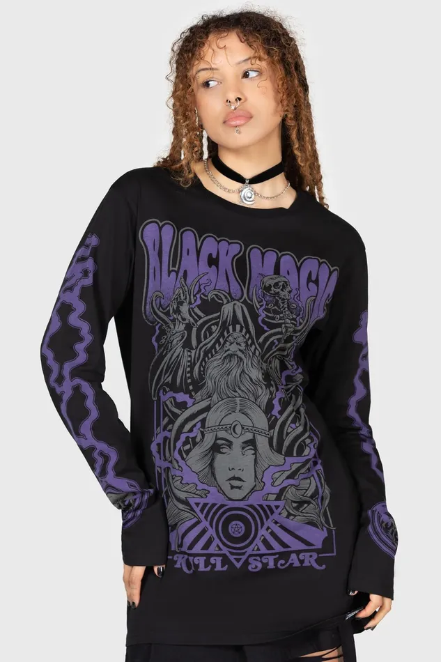 Women Long Sleeves Killstar Blac Magick Long Sleeve Top