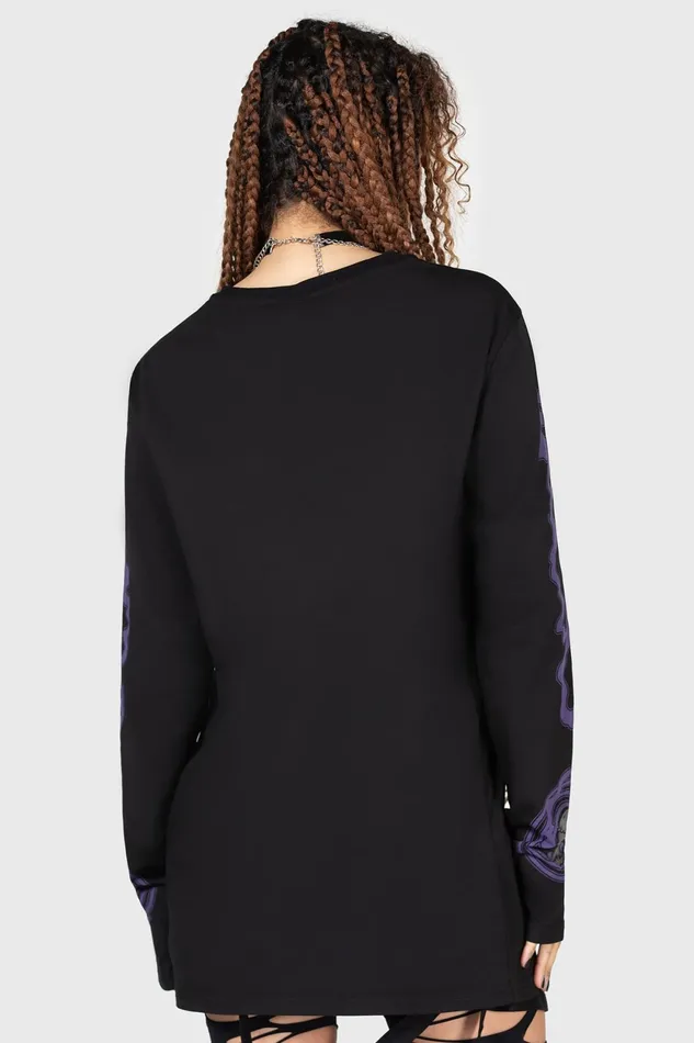 Women Long Sleeves Killstar Blac Magick Long Sleeve Top