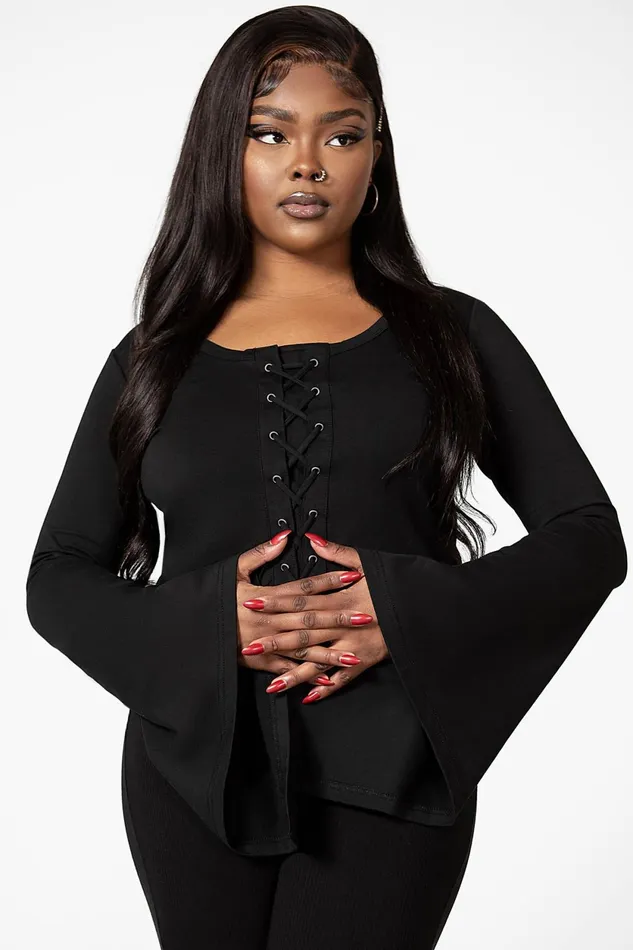 Women Long Sleeves Killstar Faith Long Sleeve Top