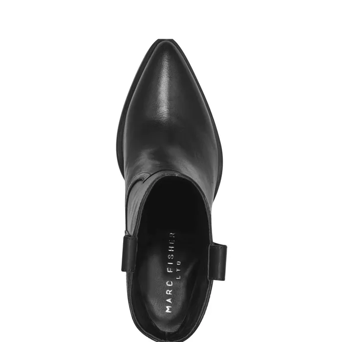 Women Marlie Western Bootie Black Leather Marc Fisher Boots and Booties