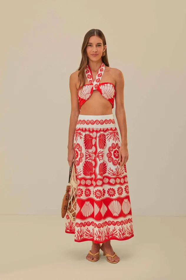 Women Red Ainika Shell LENZING ECOVERO Euroflax Maxi Skirt Ainika Shell Red FARM Rio Skirts Women Red Ainika Shell LENZING ECOVERO Euroflax Maxi Skirt Ainika Shell Red FARM Rio Skirts