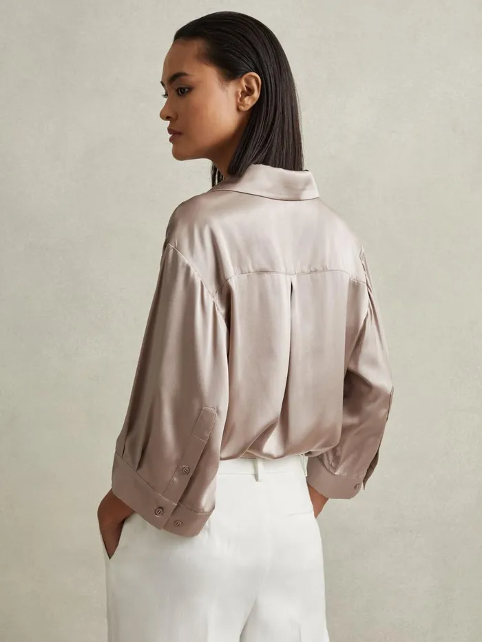 Women Reiss Blouses and Shirts Winnie Silk Relaxed Sleeve Blouse Champagne