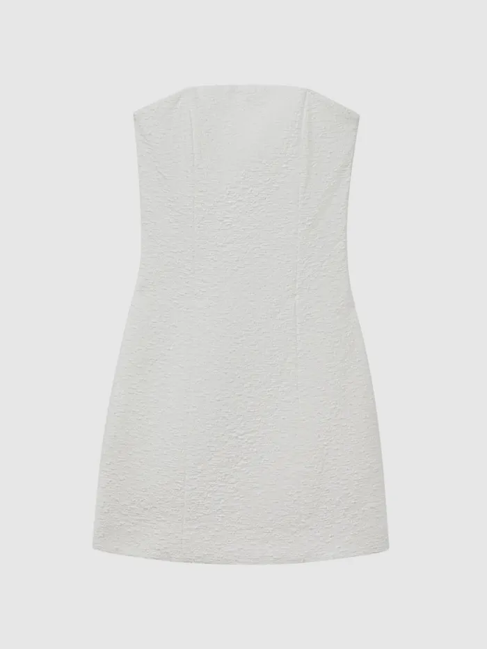 Women Reiss Dresses Quan Boucle Strapless Mini Dress White