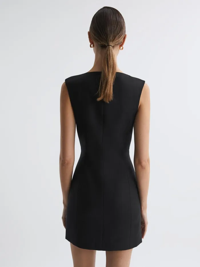 Women Reiss Dresses Quan ButtonThrough Mini Dress Black