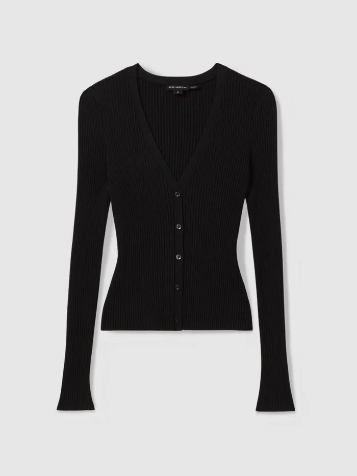 Women Reiss Knitwear American Good American Ribbed Cardigan Black