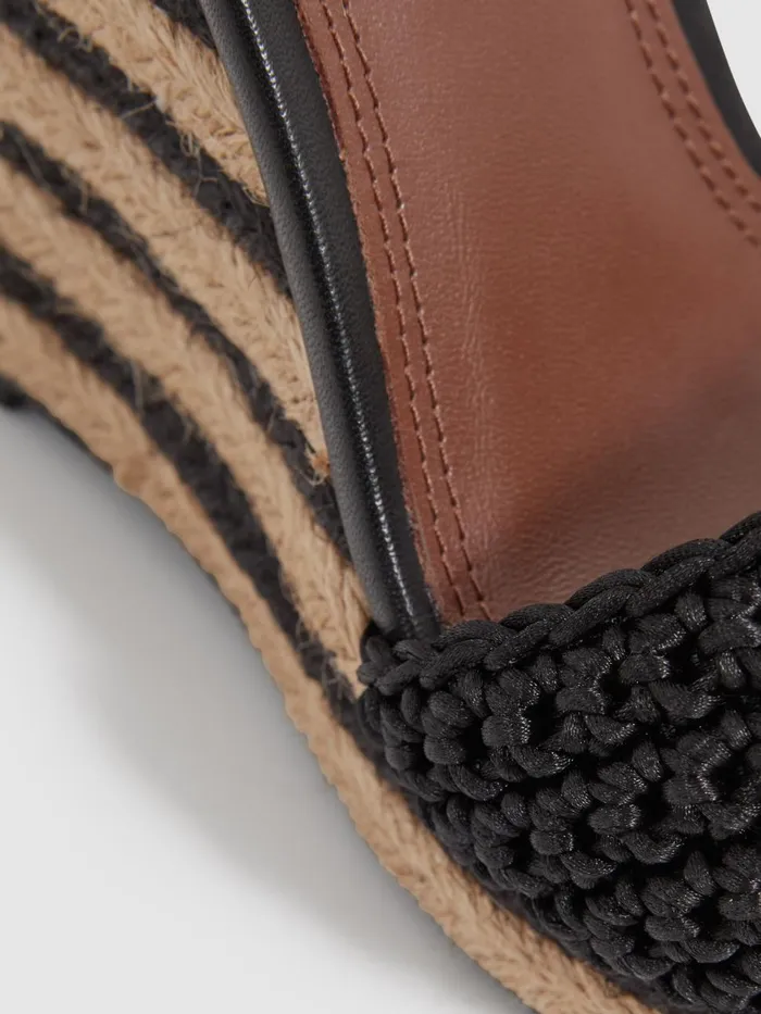 Women Reiss Sandals Selene Crochet Wedges Heels Blackneutral