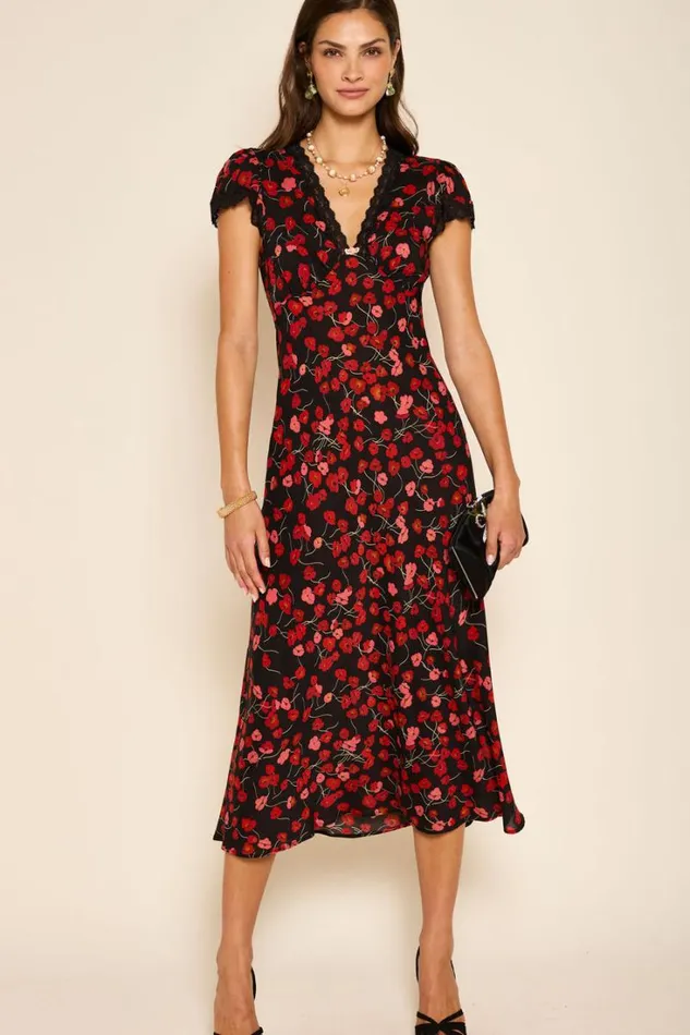 Women RIXO All Clothing Clarice Midi Dress Autumn Cherry Red