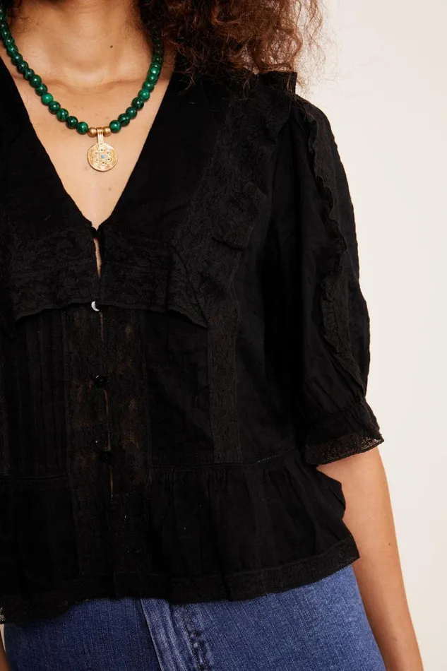 Women RIXO All Clothing Ellery Cotton Blouse Black