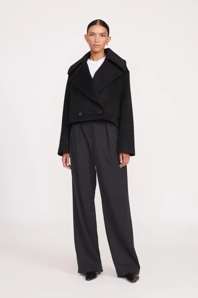 Women STAUD Outerwear and Jackets CARVER CROPPED COAT BLACK