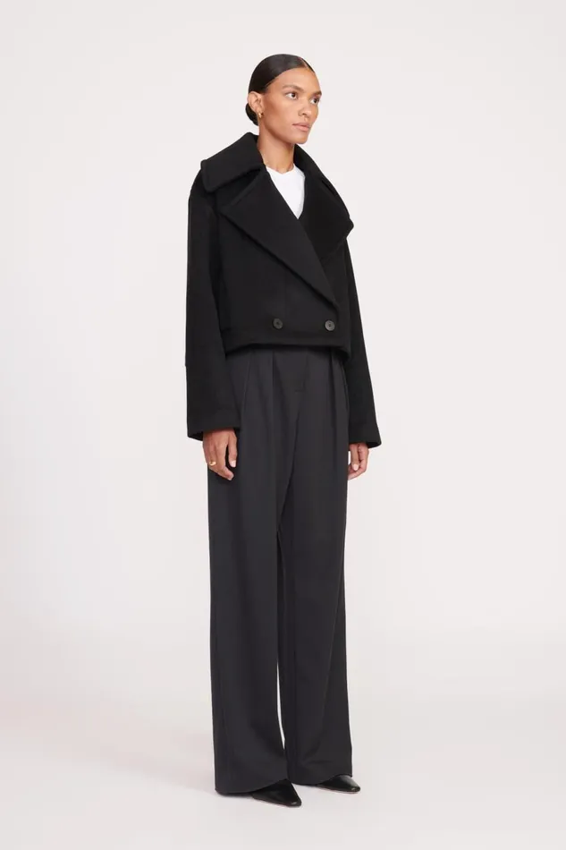 Women STAUD Outerwear and Jackets CARVER CROPPED COAT BLACK