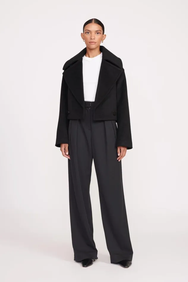 Women STAUD Outerwear and Jackets CARVER CROPPED COAT BLACK