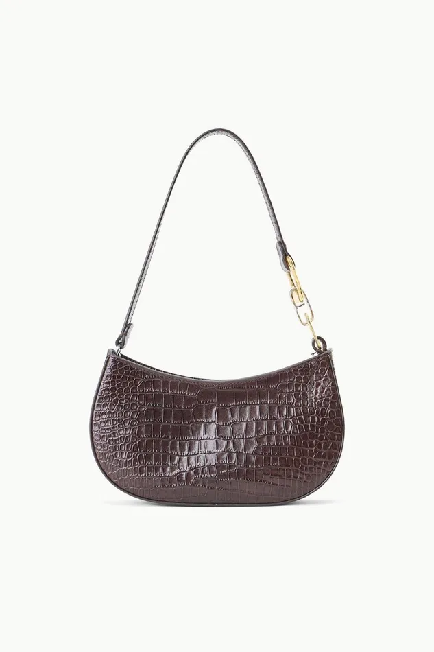 Women STAUD Shoulder BRADY SHOULDER BAG ESPRESSO CROC EMBOSSED