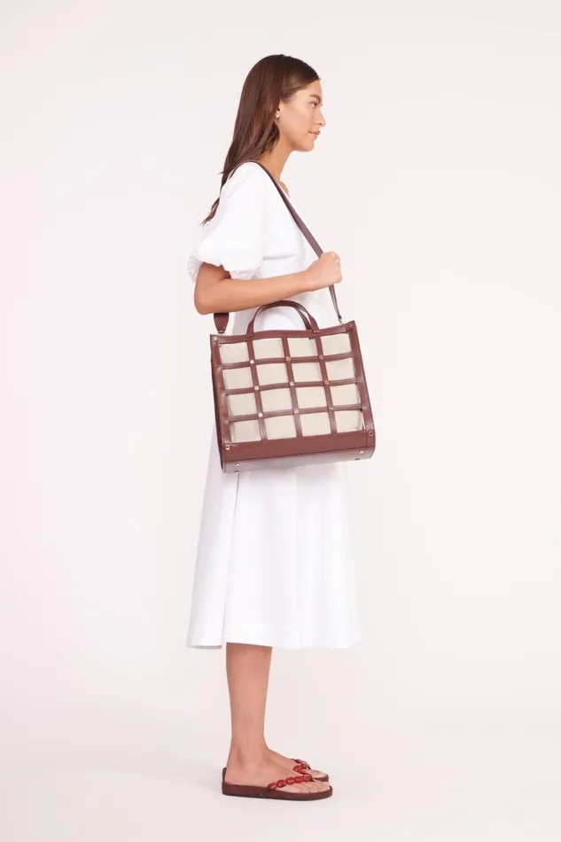 Women STAUD Shoulder EMMA TOTE MAHOGANY NATURAL Women STAUD Shoulder EMMA TOTE MAHOGANY NATURAL