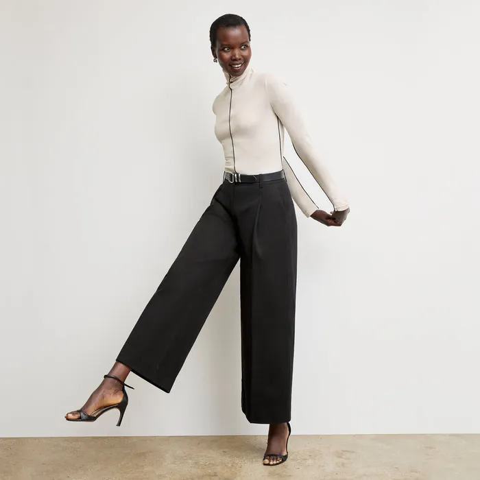 Women The Natasha Contrast Turtleneck 8211 Cloud Jersey Ivory Tops M M LaFleur