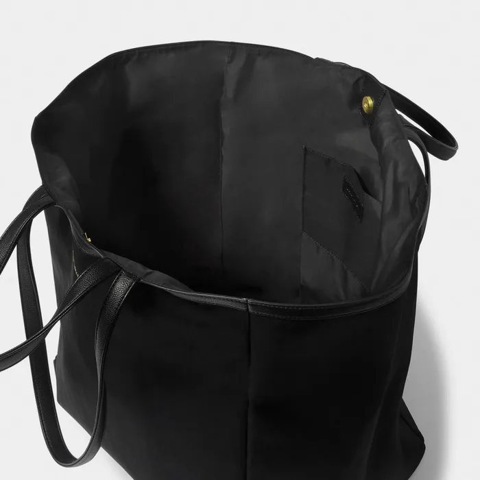 Women Tote Bags Katie Loxton NylonLuxe Black Oversized Tote Bag