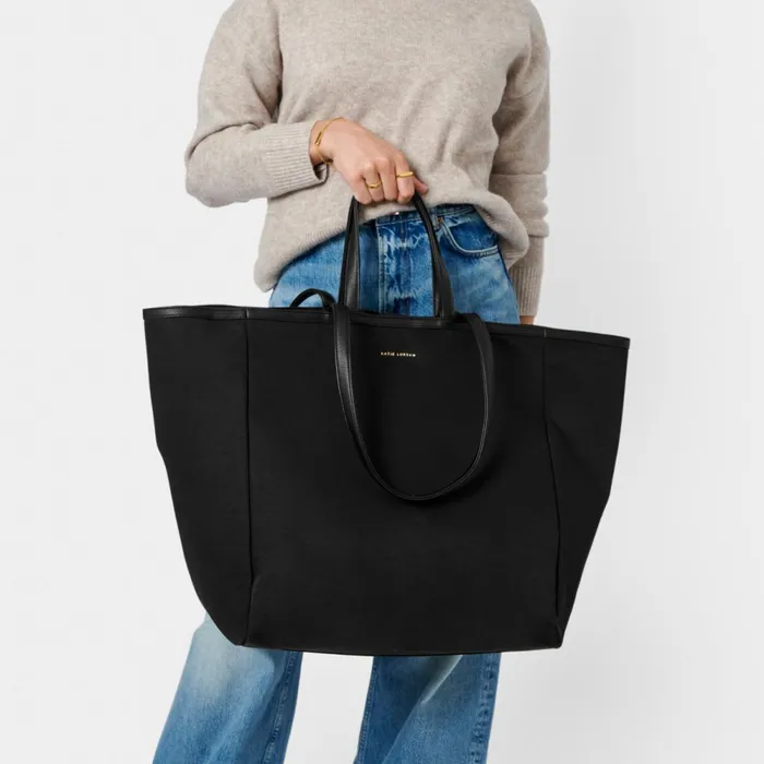 Women Tote Bags Katie Loxton NylonLuxe Black Oversized Tote Bag