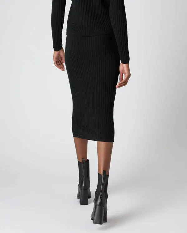 Women Women039s Wide Rib Fitted Cashmere SkirtIn Black Black NPeal Dresses and Skirts