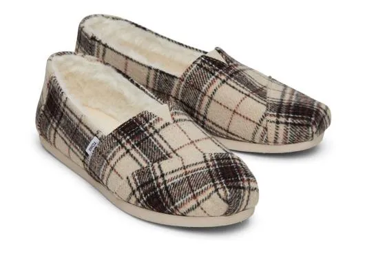 Women WomenAlpargata Natural Plaid With Faux Fur Plaid Biscotti TOMS Exclusives