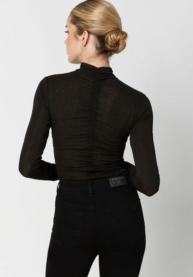 Women Zadie Ruched Bodysuit Black Buffalo David Bitton Tops and Tees