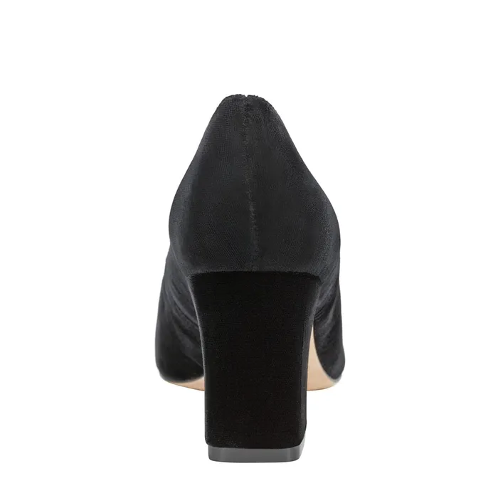 Women Zala Block Heel Pointy Toe Pump Black Velvet Marc Fisher Heels and Pumps